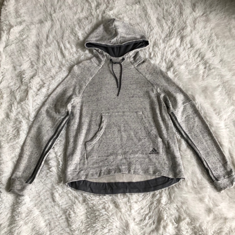 Adidas grey speckled hooded sweatshirt
